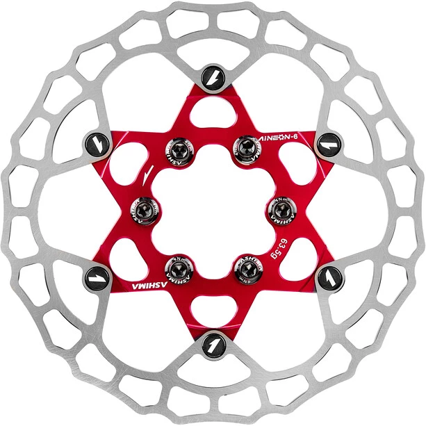 Ashima Disques De Frein ARO-10 AiNeon Disque De Frein 6 Boulons, Rouge/argent 1 Ashima Disques De Frein ARO-10 AiNeon Disque De Frein 6 Boulons, Rouge/argent