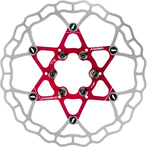 Ashima Disques De Frein ARO-10 AiNeon Disque De Frein 6 Boulons, Rouge/argent 2 Ashima Disques De Frein ARO-10 AiNeon Disque De Frein 6 Boulons, Rouge/argent – Image 2